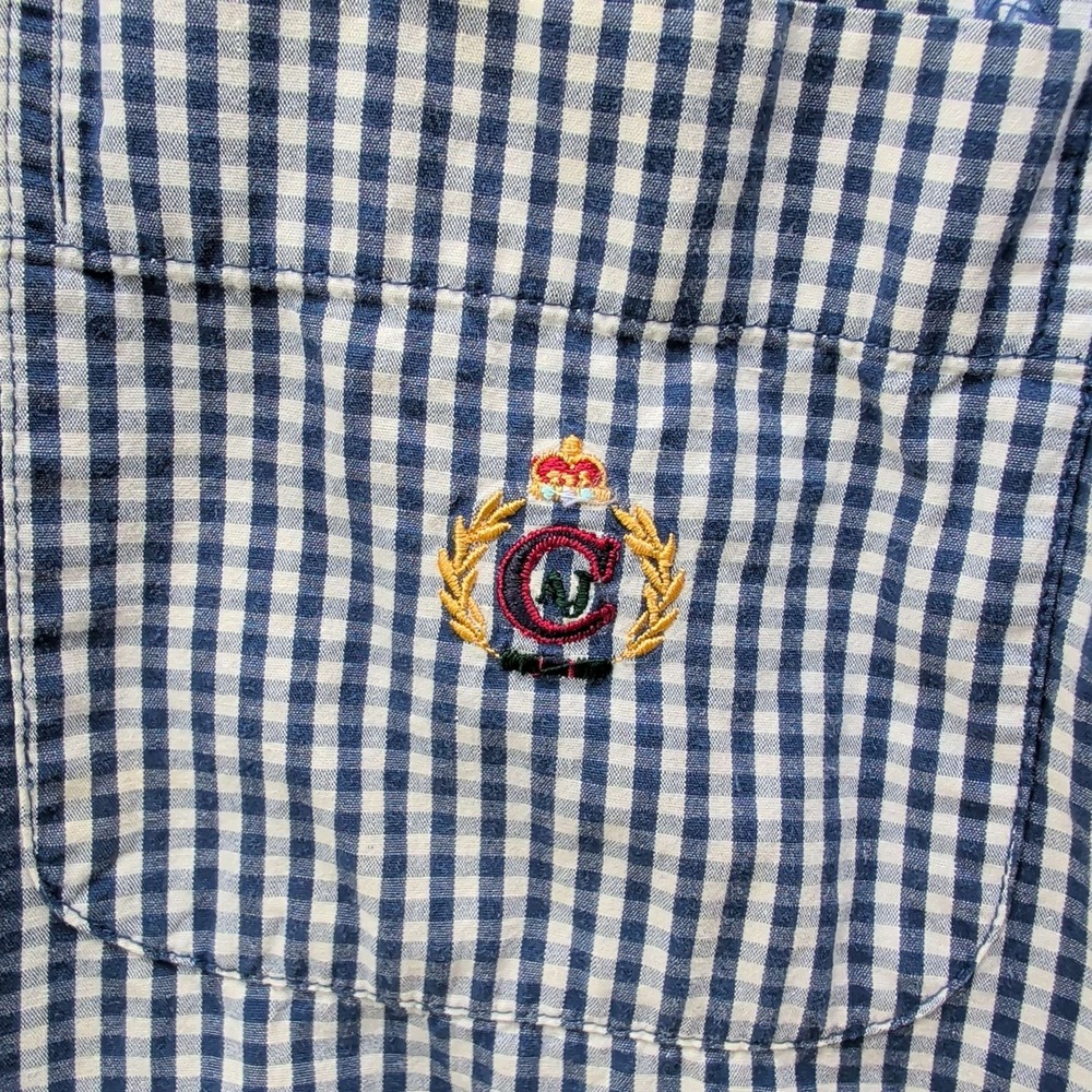 Alexander Julian Colours Shirt Mens L Blue Gingham Short Sleeve Button Down - Picture 6 of 6